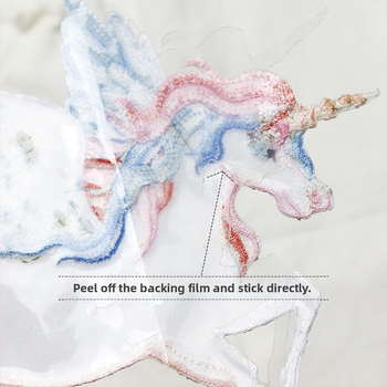 Sparnus išskleidžiantis vienaragio didelės mergaitės širdelės siuvinėtas audinio lipdukas „pasidaryk pats“ rankos lipdukas, paskyros lipdukas, marškinėlių lipdukas, megztinio dekoravimo lipdukas, drabužių lopų lipdukas