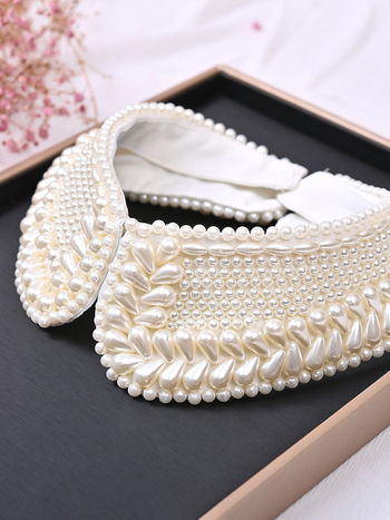 Divatos retró gyöngyös műnyak, kerek gallér, fekete-fehér babagallér, ing, pulóver, dekoratív gallér