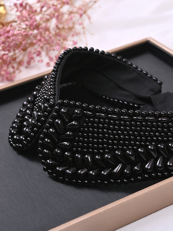 Μόδα Ρετρό Μαργαριτάρι Ψεύτικο Κολάρο Στρογγυλό Κολάρο Μαύρο και Άσπρο Κολάρο Κούκλας Πουλόβερ Πουλόβερ Διακοσμητικό Κολάρο