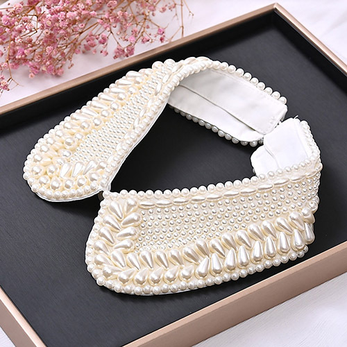 Divatos retró gyöngyös műnyak, kerek gallér, fekete-fehér babagallér, ing, pulóver, dekoratív gallér