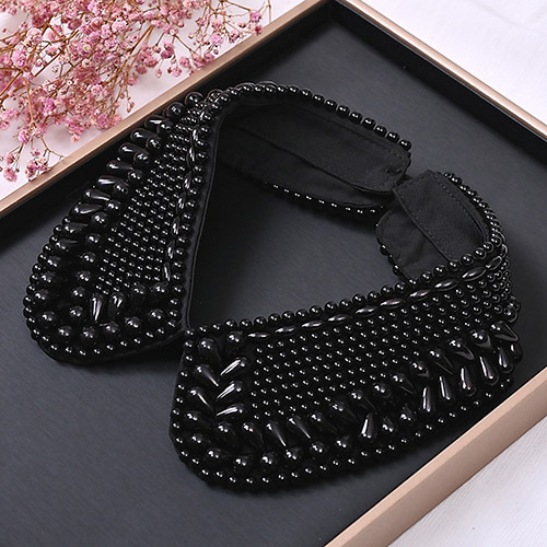 Divatos retró gyöngyös műnyak, kerek gallér, fekete-fehér babagallér, ing, pulóver, dekoratív gallér