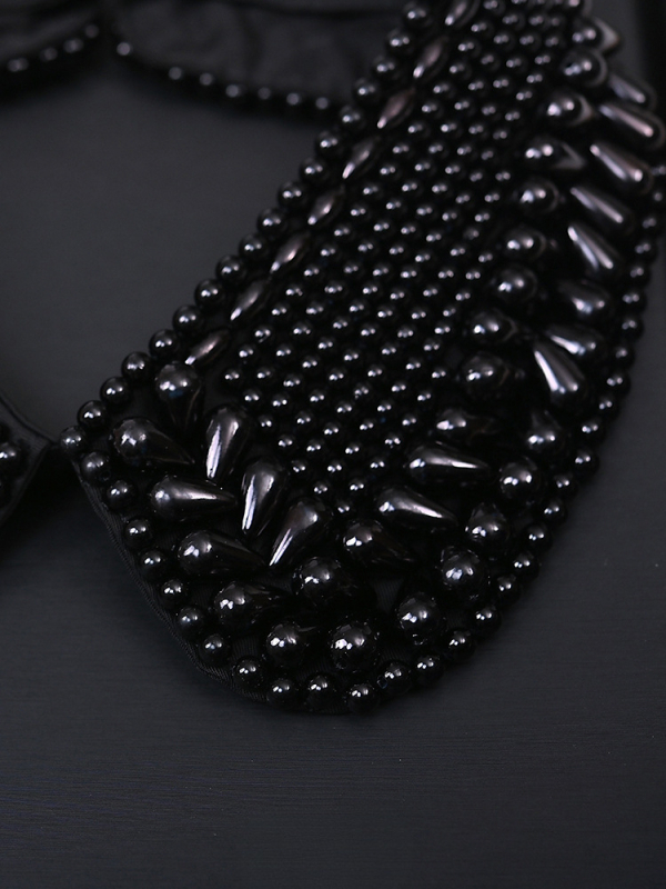 Divatos retró gyöngyös műnyak, kerek gallér, fekete-fehér babagallér, ing, pulóver, dekoratív gallér