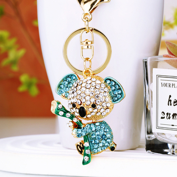 Μπρελόκ Kaola με ενσωματωμένο διαμάντι, χαριτωμένο δημιουργικό γυναικείο κρεμαστό δαχτυλίδι με μεταλλικό μπρελόκ για επιχειρηματικά μικρά δώρα