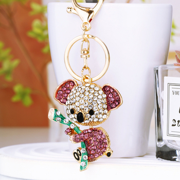 Μπρελόκ Kaola με ενσωματωμένο διαμάντι, χαριτωμένο δημιουργικό γυναικείο κρεμαστό δαχτυλίδι με μεταλλικό μπρελόκ για επιχειρηματικά μικρά δώρα