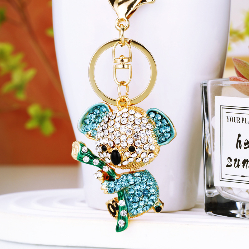 Gyémántokkal beágyazott Kaola kulcstartó aranyos kreatív hölgy táska medál kulcstartó fém kulcstartó üzleti kis ajándék