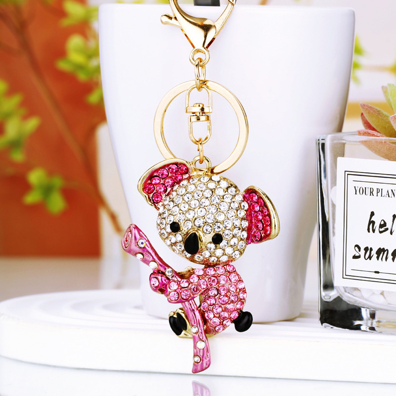 Gyémántokkal beágyazott Kaola kulcstartó aranyos kreatív hölgy táska medál kulcstartó fém kulcstartó üzleti kis ajándék