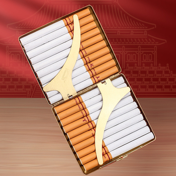 Διπλό όπλο σκαλιστό Qingming Shanghe φιγούρα Guochao θήκη τσιγάρων ορείχαλκου ανδρική μόδα μεταλλική 20 τεμάχια φορητή χρυσό ορείχαλκο