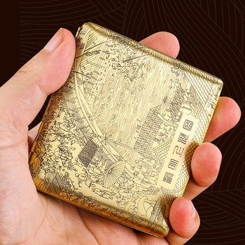 Διπλό όπλο σκαλιστό Qingming Shanghe φιγούρα Guochao θήκη τσιγάρων ορείχαλκου ανδρική μόδα μεταλλική 20 τεμάχια φορητή χρυσό ορείχαλκο