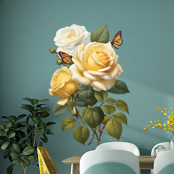 Új CH82031 sárga rózsa fali matricák fali matricák határokon átnyúló matricák kivehető fali matricák hajra
