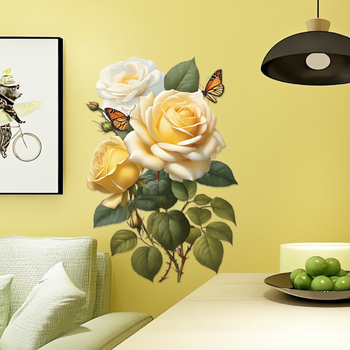 Προσφορά Νέας CH82031 Αυτοκόλλητα Τοίχου Κίτρινο Τριαντάφυλλο Αυτοκόλλητα Τοίχου Αυτοκόλλητα Διασυνοριακών Αυτοκόλλητων Αφαιρούμενα Αυτοκόλλητα Τοίχου για Μαλλιά