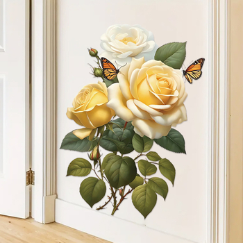 Προσφορά Νέας CH82031 Αυτοκόλλητα Τοίχου Κίτρινο Τριαντάφυλλο Αυτοκόλλητα Τοίχου Αυτοκόλλητα Διασυνοριακών Αυτοκόλλητων Αφαιρούμενα Αυτοκόλλητα Τοίχου για Μαλλιά