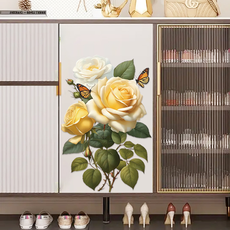 Új CH82031 sárga rózsa fali matricák fali matricák határokon átnyúló matricák kivehető fali matricák hajra