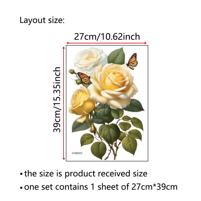 Új CH82031 sárga rózsa fali matricák fali matricák határokon átnyúló matricák kivehető fali matricák hajra