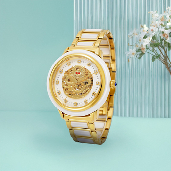 Χονδρική σε απόθεμα, ανδρικό μηχανικό ρολόι Jade Chinese Dragon and Phoenix Hetian Jade Natural White Jade, πλήρως αυτόματο, γυναικείο ρολόι χειρός