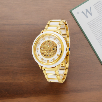 Χονδρική σε απόθεμα, ανδρικό μηχανικό ρολόι Jade Chinese Dragon and Phoenix Hetian Jade Natural White Jade, πλήρως αυτόματο, γυναικείο ρολόι χειρός