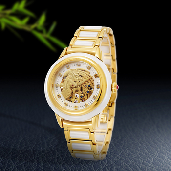 Χονδρική σε απόθεμα, ανδρικό μηχανικό ρολόι Jade Chinese Dragon and Phoenix Hetian Jade Natural White Jade, πλήρως αυτόματο, γυναικείο ρολόι χειρός