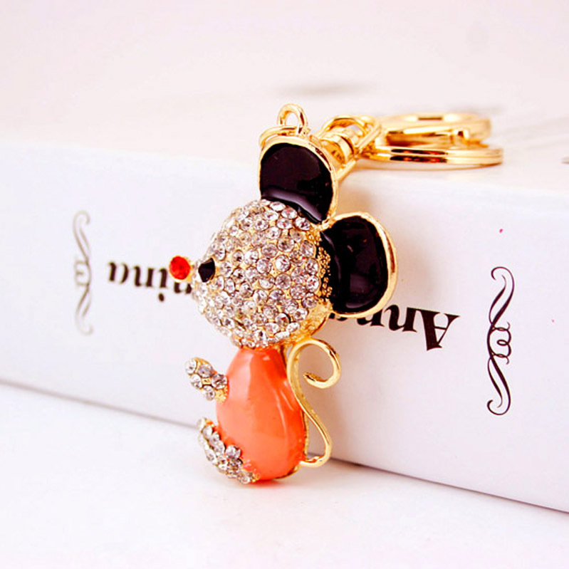 A Patkány éve ajándék aranyos gyémánt csillagjegy kis egér autó kulcstartó állatos fém medál kulcstartó medál