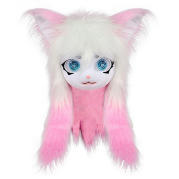 Kailinis kostiumas, baigtas gyvūno galvos Kig serijos nešiojamas galvos apdangalas Furui mielas Lolita katės ausys Cos pliušinis gyvūno galva