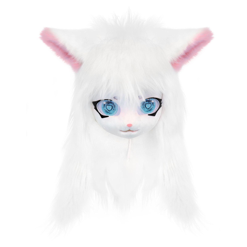 Kailinis kostiumas, baigtas gyvūno galvos Kig serijos nešiojamas galvos apdangalas Furui mielas Lolita katės ausys Cos pliušinis gyvūno galva