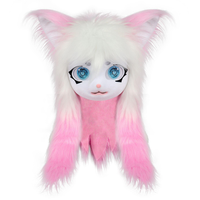 Kailinis kostiumas, baigtas gyvūno galvos Kig serijos nešiojamas galvos apdangalas Furui mielas Lolita katės ausys Cos pliušinis gyvūno galva