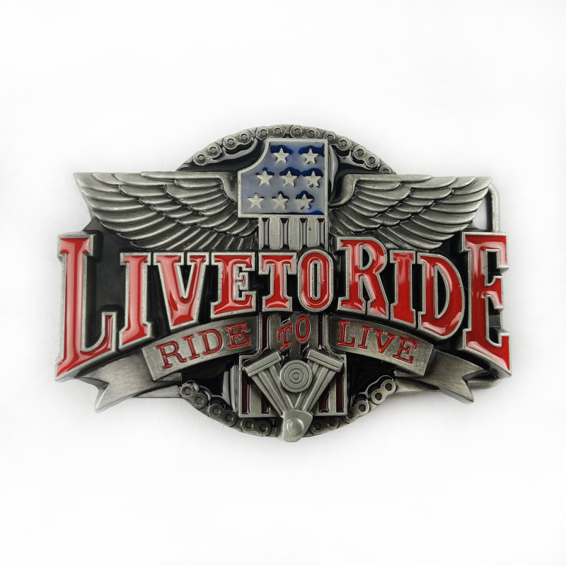 BULLZINE cinka sakausējuma Western Denim motocikla jostas sprādze 02491 retro ikdienas modes jostas sprādze