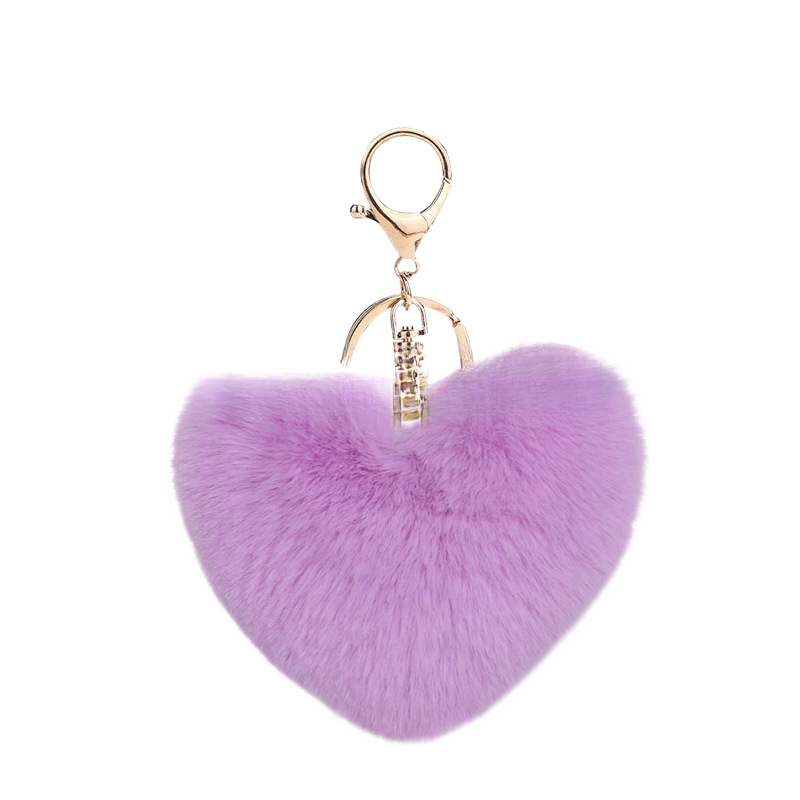 Szivárványos szerelem szőrös labda kulcstartó barack szív plüss autó kiegészítők leopárd pár szív medál gyártók nagykereskedelem