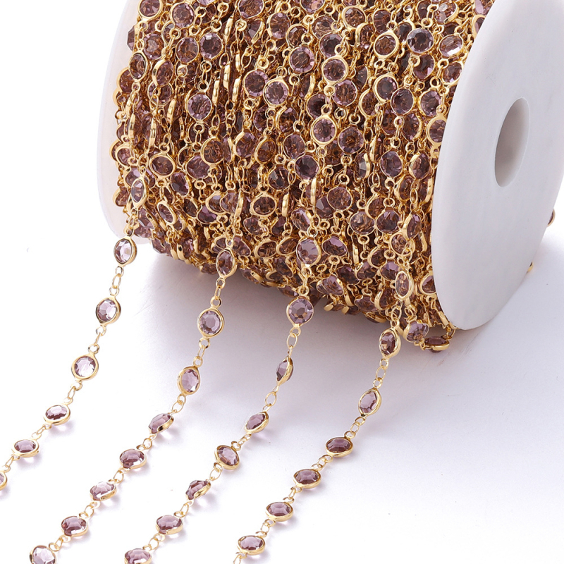 Väliskaubanduse kuum müük pikk 1-meetrine inkrusteeritud tsirkoonkett kerge luksuslik retro prantsuse lõigatud tsirkoonkett isetehtud kampsunikett vaskkattega