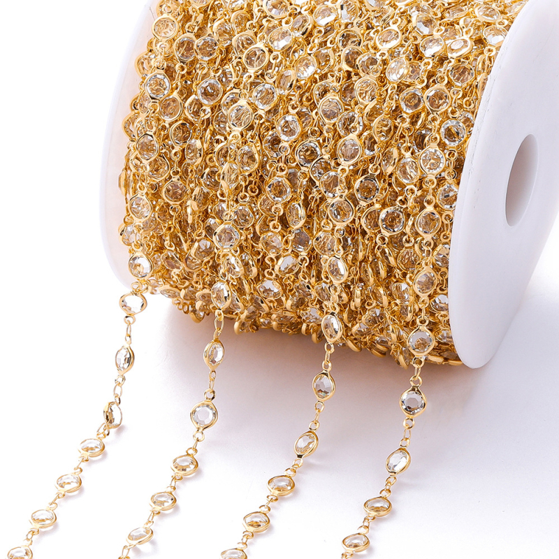 Väliskaubanduse kuum müük pikk 1-meetrine inkrusteeritud tsirkoonkett kerge luksuslik retro prantsuse lõigatud tsirkoonkett isetehtud kampsunikett vaskkattega