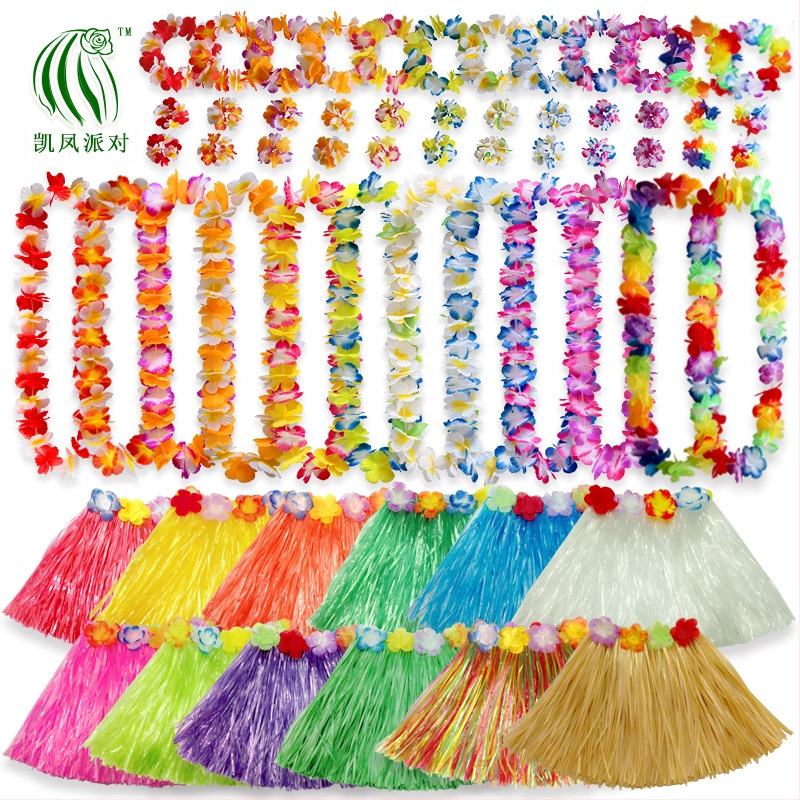 Hawaii 40 cm ühekihiline tutiga rohuseelik, klassikaline vanik, neljaosaline kombineeritud komplekt pühade lavakaunistuseks