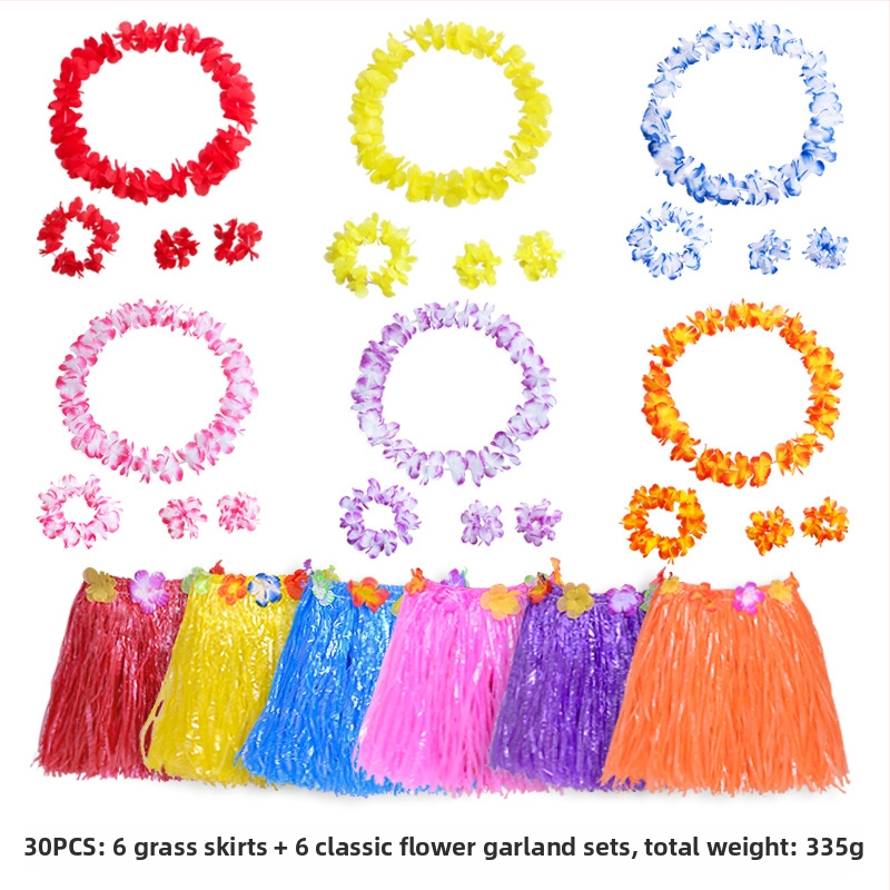 Hawaii 40 cm ühekihiline tutiga rohuseelik, klassikaline vanik, neljaosaline kombineeritud komplekt pühade lavakaunistuseks