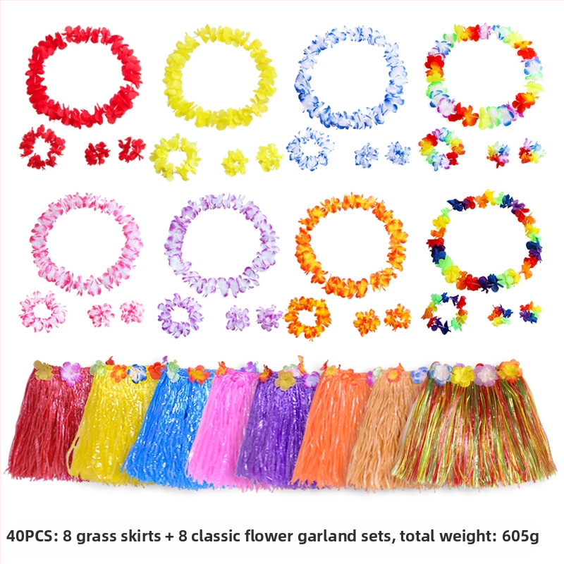 Hawaii 40 cm ühekihiline tutiga rohuseelik, klassikaline vanik, neljaosaline kombineeritud komplekt pühade lavakaunistuseks