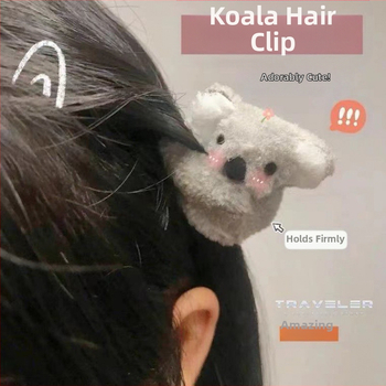 Kis koala klipsz aranyos plüss koala hajtű lány oldalsó klipsz internetes híresség frufru klipsz fejdísz szőrös hajtű
