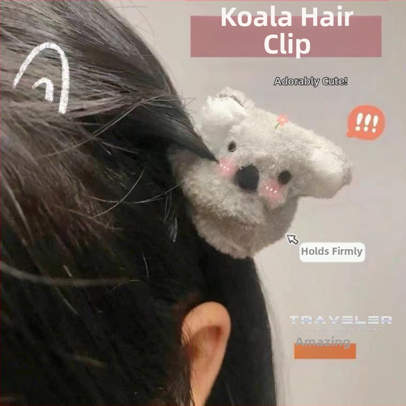 Kis koala klipsz aranyos plüss koala hajtű lány oldalsó klipsz internetes híresség frufru klipsz fejdísz szőrös hajtű