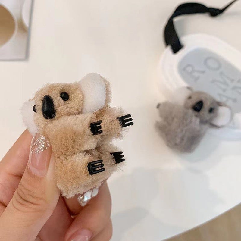 Kis koala klipsz aranyos plüss koala hajtű lány oldalsó klipsz internetes híresség frufru klipsz fejdísz szőrös hajtű
