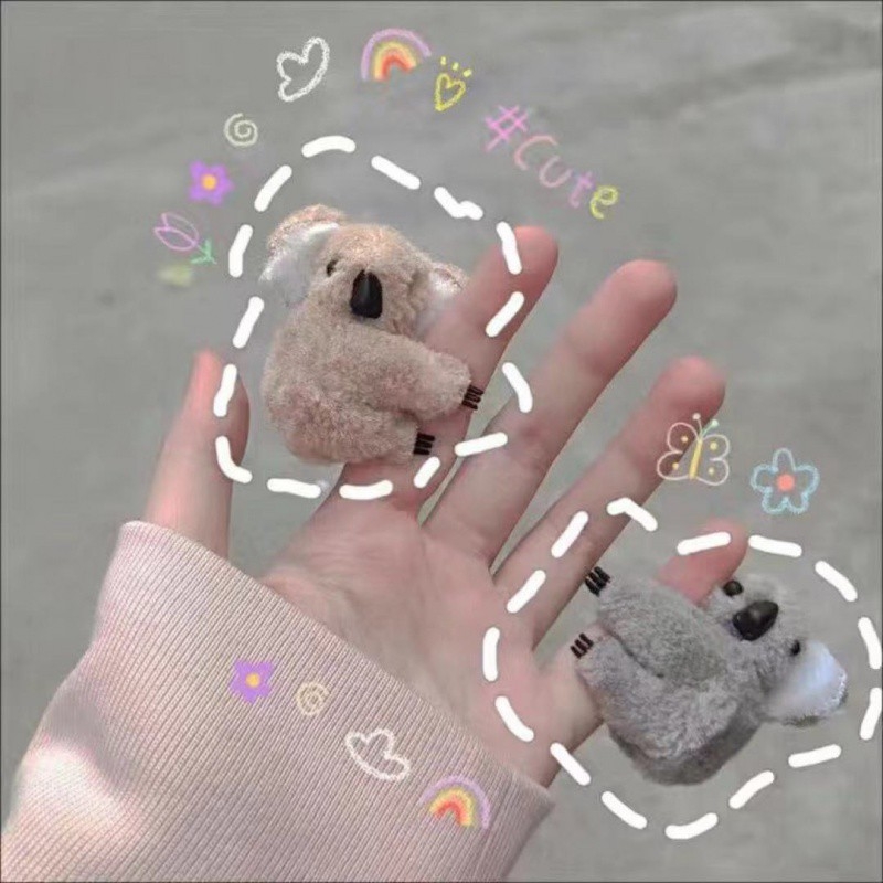 Kis koala klipsz aranyos plüss koala hajtű lány oldalsó klipsz internetes híresség frufru klipsz fejdísz szőrös hajtű