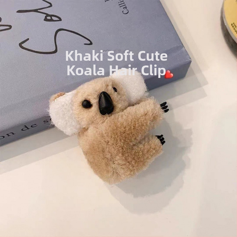 Kis koala klipsz aranyos plüss koala hajtű lány oldalsó klipsz internetes híresség frufru klipsz fejdísz szőrös hajtű