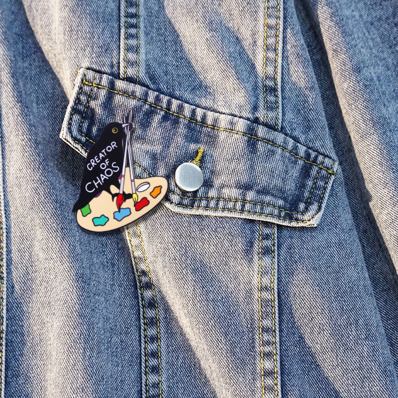 Varjúfestő jelvény, művészeti bross, személyiség, hátizsák, dekoratív gallértű