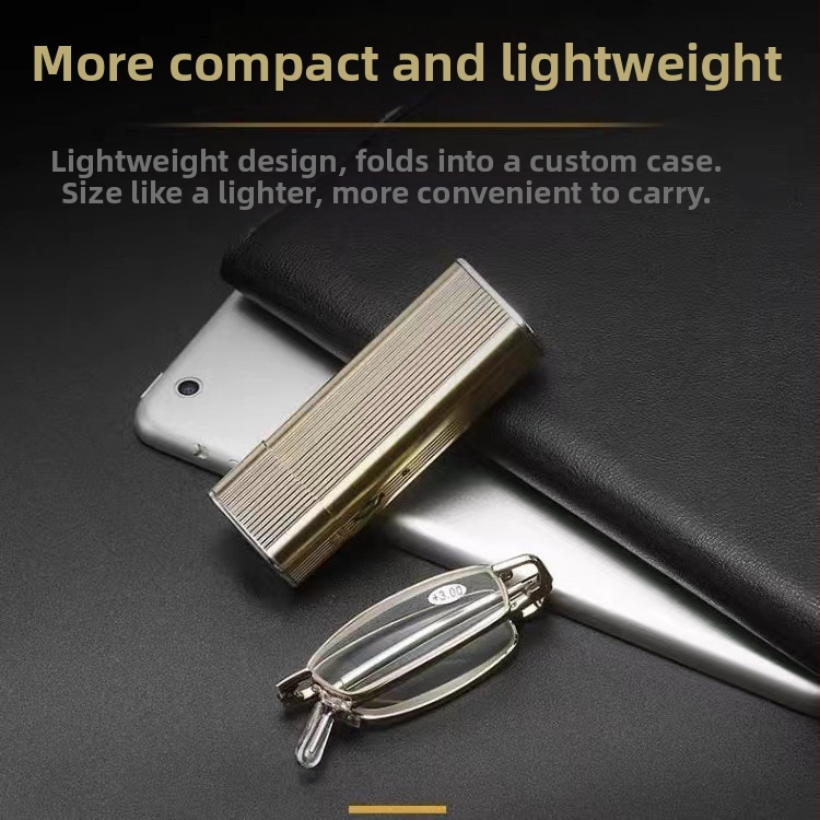 [mini összecsukható] Kiváló minőségű luxus textúrájú nagyfelbontású olvasószemüveg, összecsukható, teleszkópos, összecsukható, hordozható, tiszta látás