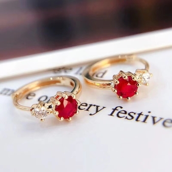 Balandžio raudoni brangakmenių auskarai su tikrais deimantais, maži, paprasti kasdieniai, nišinio dizaino „Joker“ didmeninė prekyba