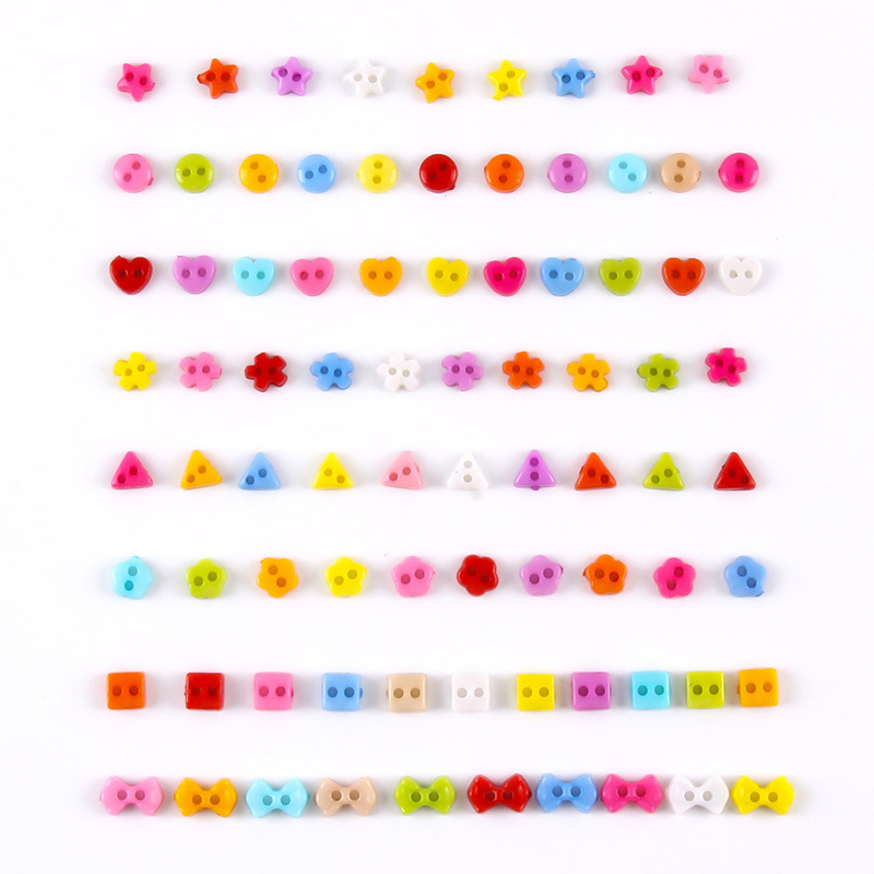 Plastikust väike nööp, miniatuurne värviline käsitööna valminud isetehtud joonistusnööp, ploomiõie nööp, virsikukujuline süda, viieharuline täht, väike nööp 6 mm