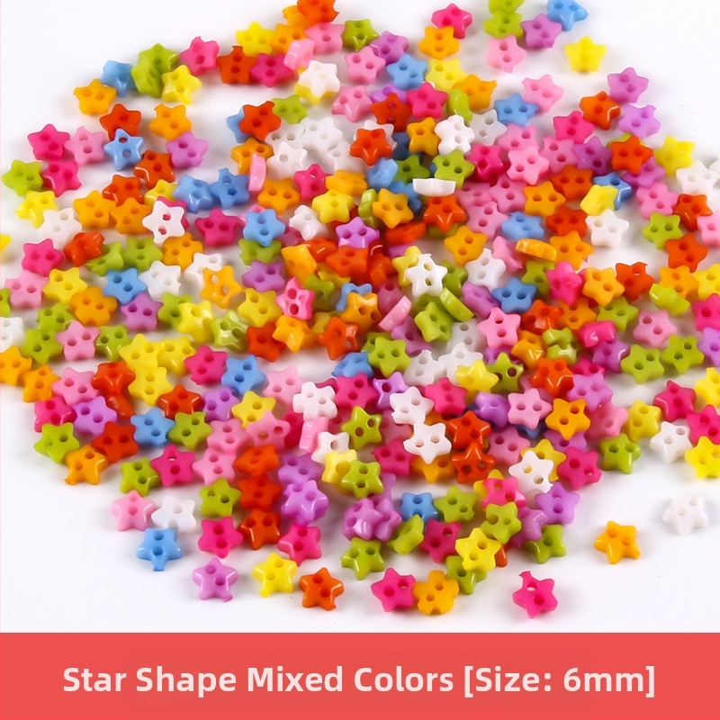 Plastikust väike nööp, miniatuurne värviline käsitööna valminud isetehtud joonistusnööp, ploomiõie nööp, virsikukujuline süda, viieharuline täht, väike nööp 6 mm