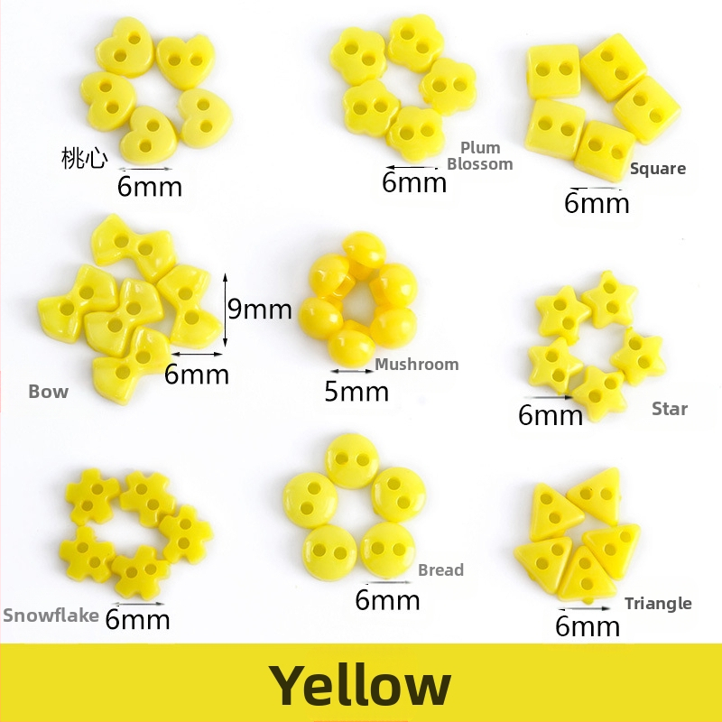 Plastikust väike nööp, miniatuurne värviline käsitööna valminud isetehtud joonistusnööp, ploomiõie nööp, virsikukujuline süda, viieharuline täht, väike nööp 6 mm