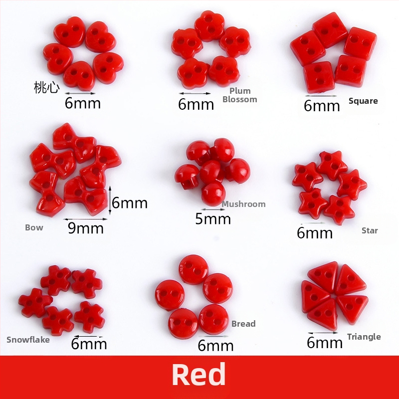 Plastikust väike nööp, miniatuurne värviline käsitööna valminud isetehtud joonistusnööp, ploomiõie nööp, virsikukujuline süda, viieharuline täht, väike nööp 6 mm