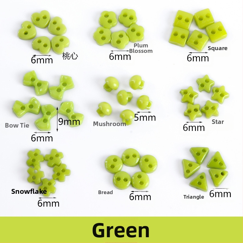 Plastikust väike nööp, miniatuurne värviline käsitööna valminud isetehtud joonistusnööp, ploomiõie nööp, virsikukujuline süda, viieharuline täht, väike nööp 6 mm