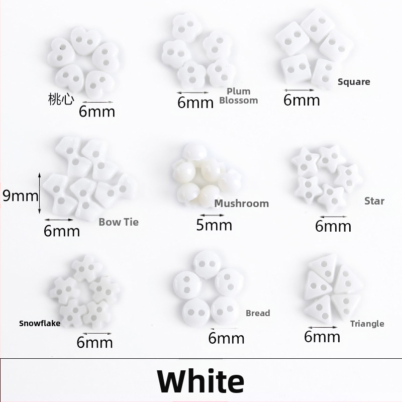 Plastikust väike nööp, miniatuurne värviline käsitööna valminud isetehtud joonistusnööp, ploomiõie nööp, virsikukujuline süda, viieharuline täht, väike nööp 6 mm