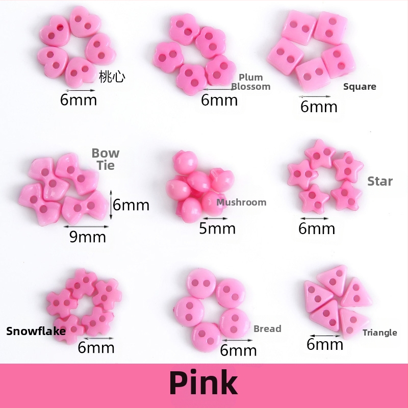 Plastikust väike nööp, miniatuurne värviline käsitööna valminud isetehtud joonistusnööp, ploomiõie nööp, virsikukujuline süda, viieharuline täht, väike nööp 6 mm