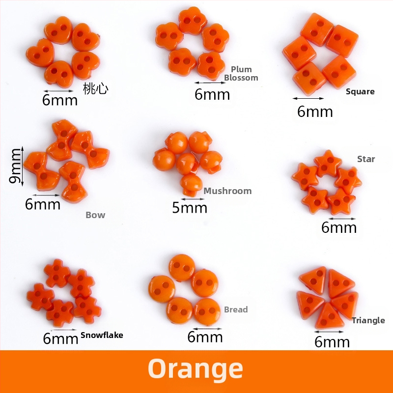 Plastikust väike nööp, miniatuurne värviline käsitööna valminud isetehtud joonistusnööp, ploomiõie nööp, virsikukujuline süda, viieharuline täht, väike nööp 6 mm