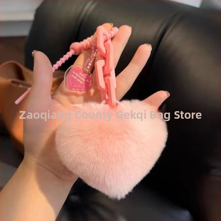 Szilikon szív alakú műnyuszi szőrme szerelmes lánc kulcstartó hátizsák medál pár dekoráció autó plüss kézzel készített medál