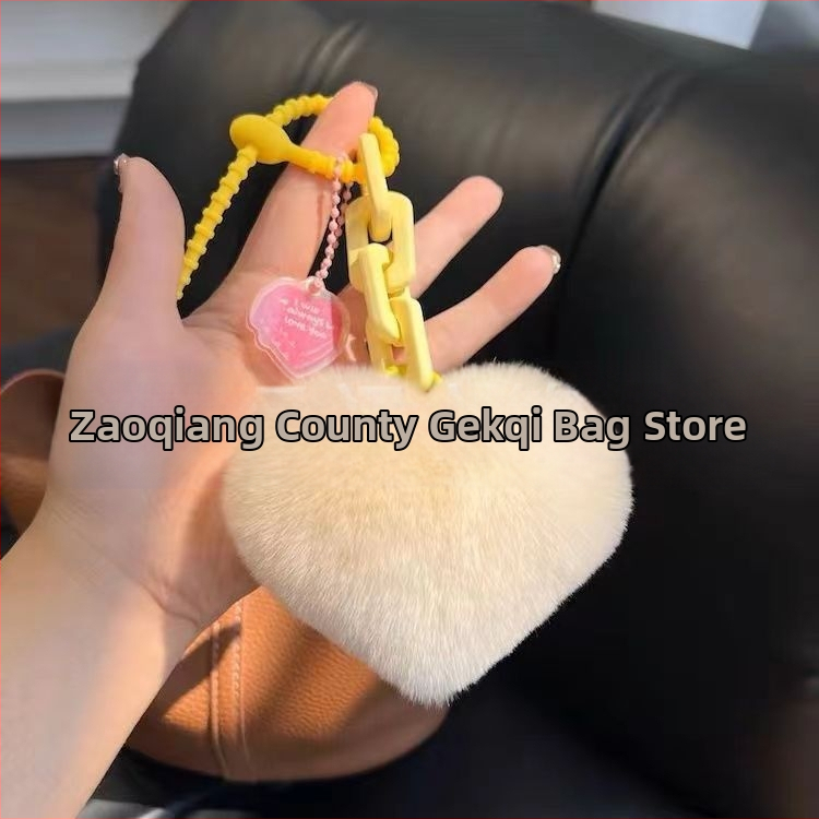 Szilikon szív alakú műnyuszi szőrme szerelmes lánc kulcstartó hátizsák medál pár dekoráció autó plüss kézzel készített medál