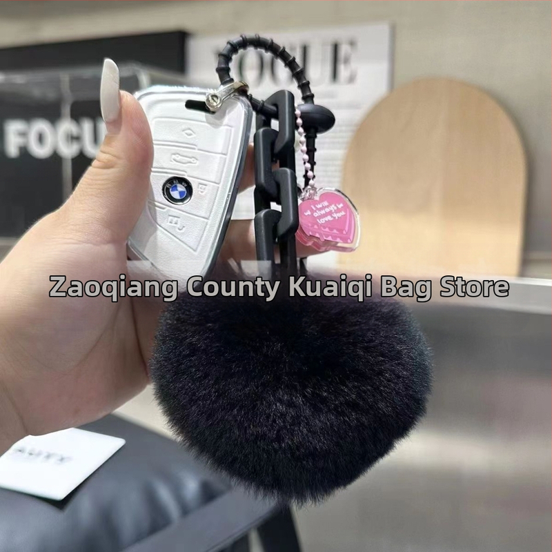 Szilikon szív alakú műnyuszi szőrme szerelmes lánc kulcstartó hátizsák medál pár dekoráció autó plüss kézzel készített medál